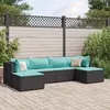 Image de vidaXL Salon de jardin 6 pcs avec coussins Noir Résine tressée ensemble de canapés dextérieur canapé dangle de jardin 3308244