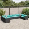 Image de vidaXL Salon de jardin 10 pcs avec coussins noir résine tressée 3308284