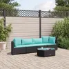 Image de vidaXL Salon de jardin 5 pcs avec coussins noir résine tressée ensemble de canapés dextérieur canapé dangle de jardin 3308372