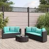 Image de vidaXL Salon de jardin 6 pcs avec coussins noir résine tressée ensemble de canapés dextérieur canapé dangle de jardin 3308420
