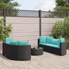 Image de vidaXL Salon de jardin 7 pcs avec coussins noir résine tressée ensemble de canapés dextérieur canapé dangle de jardin 3308436