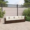 Image de vidaXL Salon de jardin 4 pcs avec coussins marron résine tressée ensemble de canapés dextérieur canapé dangle de jardin 3308457