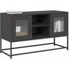 Image de vidaXL Meuble TV noir 1005x39x605 cm acier support TV buffet TV meuble multimédia banc TV meuble hifi centre de 853380