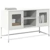 Image de vidaXL Meuble TV blanc 1005x39x605 cm acier support TV buffet TV meuble multimédia banc TV meuble hifi centre de 853385