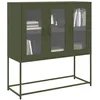 Image de vidaXL Buffet vert olive 100 5x39x107 cm acier laminé à froid meuble de rangement meuble de rangement de cuisine meuble 853408