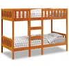 Image de vidaXL Lit superposé cire marron 90x190 cm bois de pin massif cadre de lit superposé bas meubles de chambre à coucher 3308606