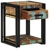 Image de Table de chevet - Bois massif récupéré - 1 tiroir - Multicolore - 40x40x50 cm