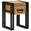 Image de Table dappoint - Noir - Bois de manguier massif - 30x30x40 cm - Avec tiroir