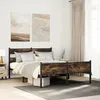 Image de vidaXL Cadre de lit sans matelas chêne fumé 140x190 cm bois ingénierie lit double meuble de chambre à coucher lit 4017236