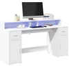 Image de vidaXL Bureau avec lumières LED blanc 160x55x91 cm bois dingénierie 3309429