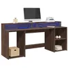 Image de vidaXL Bureau et lumières LED chêne marron bois dingénierie bureau décriture bureau dordinateur bureau à domicile 3309444