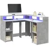 Image de vidaXL Bureau et lumières LED gris béton 130x130x91cm bois ingénierie bureau dordinateur bureau décriture meuble de 3309450