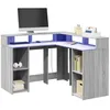 Image de vidaXL Bureau et lumières LED sonoma gris 130x130x91cm bois ingénierie bureau dordinateur bureau décriture meuble de 3309452