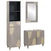 Image de Ensemble de meubles de salle de bain - vidaXL - Gris - Bois de mangue massif - 62x33x58 cm - Miroir 50x70 cm