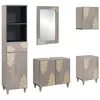 Image de Ensemble de meubles de salle de bain en bois de mangue - vidaXL - Gris - Accents dorés - Bois de mangue massif