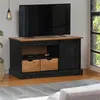 Image de vidaXL Meuble TV HALDEN porte coulissante noir 110x40x60cm bois massif meuble télé meuble de support tv console tv 4018412