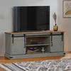 Image de VidaXL Meuble TV HALDEN 2 portes coulissantes gris 150x40x60 cm meuble télé meuble de support tv console tv buffet tv 4018415