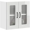 Image de vidaXL Armoire murale de cuisine avec porte vitrée Kalmar Bois dingénierie blanc brillant 853669