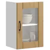 Image de vidaXL Armoire murale de cuisine porte en verre Lucca chêne artisanal meuble mural de cuisine armoires murales avec 853776