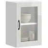 Image de vidaXL Armoire murale cuisine avec porte en verre Porto blanc brillant 854009