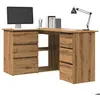 Image de vidaXL Bureau dangle chêne artisanal 145x100x76 cm bois dingénierie bureau bureau détude mobilier de bureau à 855963