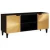 Image de Meuble tv - meuble hi-fi Vidaxl Meuble TV Noir et or 105 x 33 x 46 cm Bois dingénierie