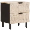 Image de Table de chevet en bois de mangue - vidaXL - Blanc - 40x33.5x46 cm - 2 tiroirs - Grand espace de stockage