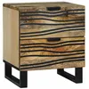 Image de vidaXL Table de chevet en bois de manguier massif avec un joli motif ondulé Table de nuit compacte 2 tiroirs 4017934