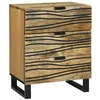 Image de Table de chevet - Bois Massif Mangue - 3 tiroirs - Design Contemporain - Marron