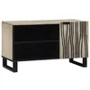 Image de Meuble TV moderne - vidaXL - Blanc - 80x33x46 cm - Bois dingénierie - Pieds en fer - 2 étagères - 1 porte