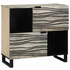 Image de Buffet rustique en bois de manguier - vidaXL - 80x33x75 cm - Blanc - Bois de manguier massif - 2 étagères - 2 portes