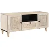 Image de Meuble TV mural - vidaXL - Blanc - 105x33x46 cm - Bois dingénierie - Rangement moderne - Avec tiroir - Avec étagère