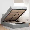 Image de vidaXL Lit ottoman avec matelas gris clair 120x200 cm tissu lit lit capitonné lit ottoman double lit avec rangement 3312381