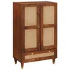 Image de Buffet haut en rotin et bois de manguier - vidaXL - 60x33.5x100 cm - Marron - 2 tiroirs - Avec porte