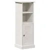 Image de Armoire de salle de bain - vidaXL - Blanc et Blanc Antique - Bois de pin massif - 37x34x110 cm - 4 étagères - 1 porte