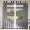 Image de vidaXL Rideaux en voile avec passe-tringle 2 pcs noir rideau en filet rideau transparent voile de fenêtre traitement de 4102168