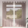 Image de vidaXL Rideaux en voile avec passe-tringles 2 pcs marron rideau en filet rideau transparent voile de fenêtre traitement 4102174