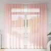 Image de vidaXL Rideaux en voile avec passe-tringles 2 pcs rose rideau en filet rideau transparent voile de fenêtre traitement de