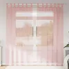 Image de vidaXL Rideaux en voile avec passe-tringles 2 pcs rose rideau en filet rideau transparent voile de fenêtre traitement de 4102199
