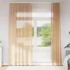 Image de vidaXL Rideaux en voile avec passe-tringles 2 pcs sable rideau en filet rideau transparent voile de fenêtre traitement 4102219