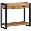 Image de Table Console - Acacia Massif - 90x33x75 cm - Métal Noir - Style Contemporain