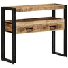 Image de Table dappoint - Bois de manguier massif - Métal noir - 90x33x75 cm - Style industriel