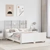 Image de vidaXL Lit bibliothèque sans matelas blanc 160x200 cm bois massif lit meuble de chambre à coucher lit avec rangement lit 3323801