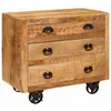 Image de Meuble dappoint en bois de manguier - vidaXL - 70x38x63 cm - Marron - Bois de manguier massif - Poignées en fer