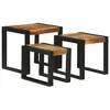 Image de Tables gigognes industrielles - vidaXL - Bois dacacia massif - Métal - 50x40x45 cm - Marron et Noir - Usage intérieur