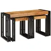 Image de Tables gigognes industrielles - vidaXL - Bois de manguier massif - Métal - Marron et Noir - 82x40x45 cm - Rectangulaire