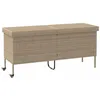 Image de vidaXL Boîte rangement jardin roues beige 160x55x75 cm résine tressée boîte de rangement dextérieur rangement de coussins