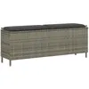 Image de vidaXL Banc de jardin avec coussin gris 110x30x405 cm résine tressée banc dextérieur banc de patio siège de jardin 4104156