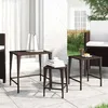 Image de vidaXL Tables gigognes de jardin 3 pcs marron résine tressée table dextérieur table de terrasse meuble de terrasse 3324830