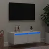 Image de vidaXL Meuble TV avec lumières LED blanc 75x355x25 cm meuble hifi centre de divertissement armoire TV meuble 860229